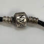 Designer Pandora 925 ALE Sterling Silver Black Leather Rope Charm Bracelet image number 4