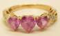 10K Yellow Gold Pink Sapphire Triple Heart Ring 2.1g image number 1