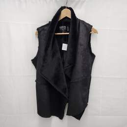 NWT Dolce Cabo WM's Black Faux Fur Open Vest Size M