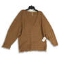 NWT Womens Brown V-Neck Long Sleeve Knit Pullover Sweater Size S/P image number 1