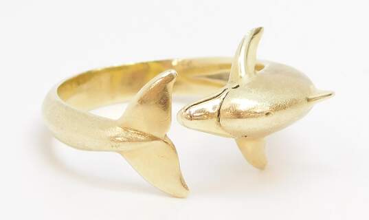 14K Yellow Gold Dolphin Wrap Ring 5.1g image number 2