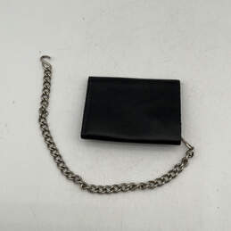 Mens Black Leather Detachable Chain Card Holder Snap Tri-Fold Wallet alternative image