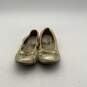 Michael Michael Kors Womens Gold Monogram Bow Round Toe Slip-On Ballet Flats image number 3