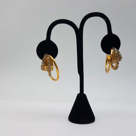 Elizabeth Cole Gold Tone Austrian Crystal Post Hoop Earrings 13.8g image number 7