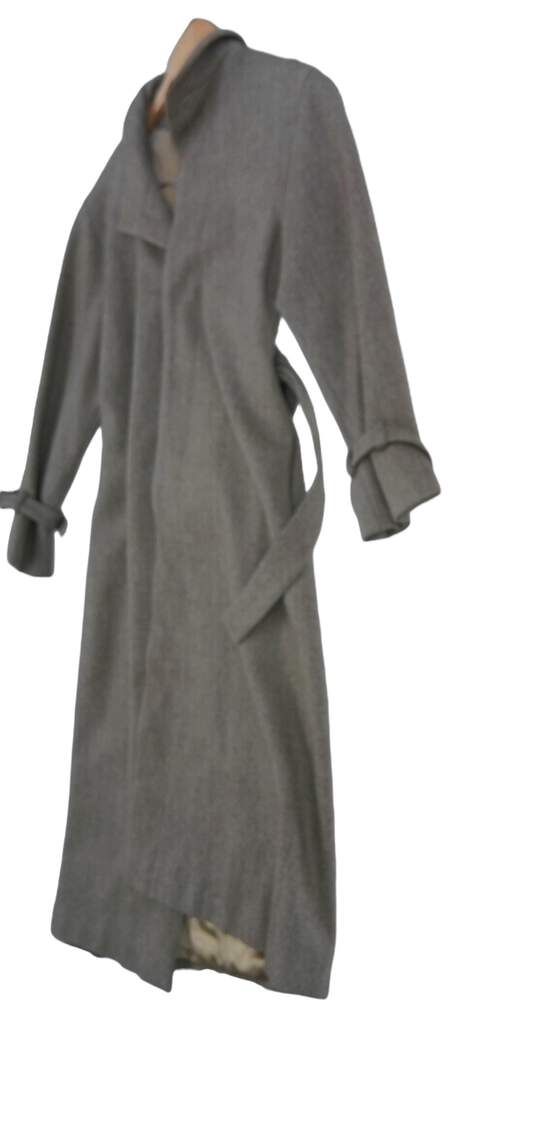 Womens Gray Long Sleeve Collared Belted Winter Peacoat Size 8 image number 3