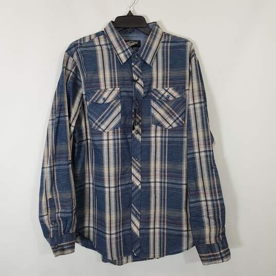 Eighty Eight Men Blue Plaid Button Up Shirt NWT sz XL image number 1