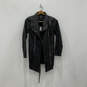 NWT Womens Black Leather Long Sleeve Belted Collared Full-Zip Jacket Size 8 image number 1