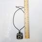 Sterling Silver Crystal Rubber Cut-Out Overlay Pendant 15 1/2in Necklace 14.2g image number 3