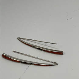 Designer Silpada 925 Sterling Silver Wooden Coral Threader Drop Earrings alternative image