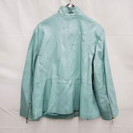 NWT VTG Jerry Lewis WM's Classic Turquoise Soft Leather Full Zip Jacket Size 2X alternative image