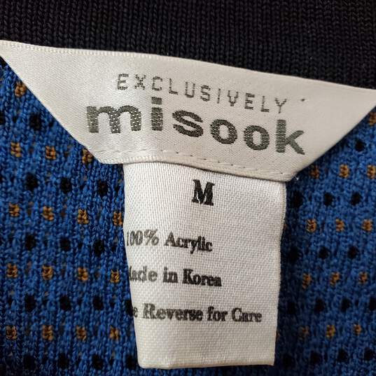 Misook Black & Blue Button-Up Cardigan Sweater Women's M image number 3