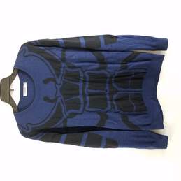 J Lindeberg Blue Black Molaro Bug Instarsia Long Sleeve Crewneck Pullover Sweater L