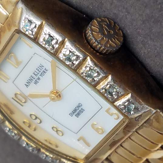 Anne Klein 763S Diamond & MOP Gold Tone Watch image number 3
