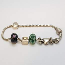 Pandora ALE 925 Sterling Silver Glass Rolled Snake Chain Multi-Charm 8.5 inch Bracelet 34.4g alternative image