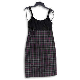 NWT Womens Gray Plaid Purple Spaghetti Strap Knee Length Shift Dress Size 8 alternative image