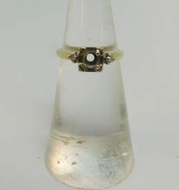 Vintage 14K Gold 0.04 CTTW Diamond 4 Prong Ring Setting For Round Stone 2.1g alternative image