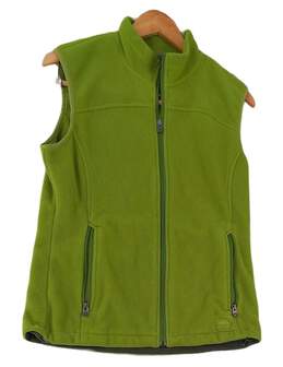 Mens Green Fleece Collared Sleeveless Casual Full Zip Vest Size Medium