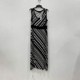 NWT APT.9 Womens Black White Striped Scoop Neck Sleeveless Maxi Dress Size PXL
