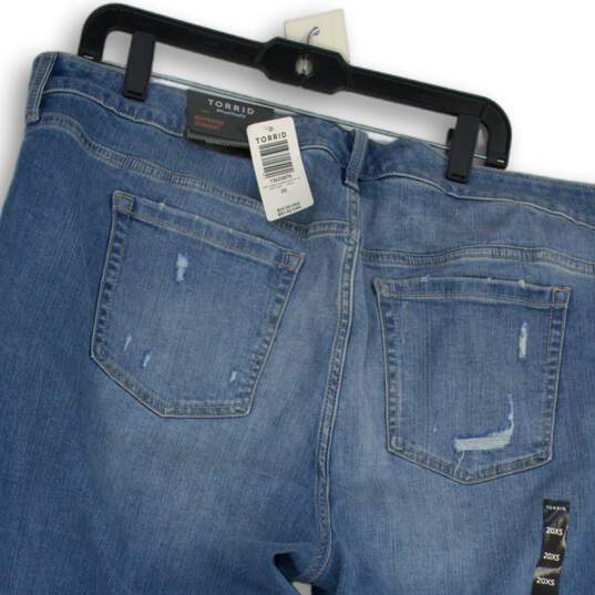 NWT Torrid Womens Blue Denim Distressed Straight Leg Boyfriend Jeans Size 20XS image number 4