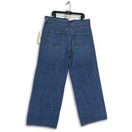 NWT AMO Womens Blue Denim Medium Wash High-Rise Wide-Leg Jeans Size XL alternative image