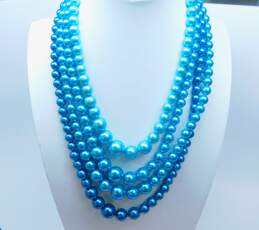 Vintage Blue & Silver Tone Faux Pearl Icy Rhinestone Jewelry 158.0g alternative image