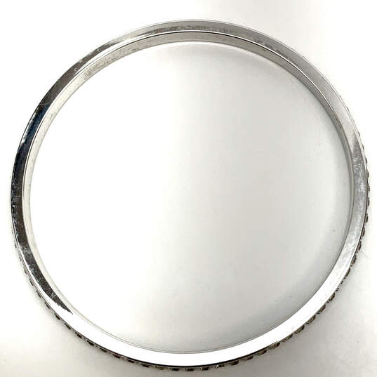 Designer Swarovski Silver-Tone Clear Rhinestone Round Bangle Bracelet image number 3