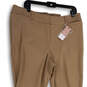 NWT Womens Tan Flat Front Stretch Pockets Straight Leg Dress Pants Size 16R image number 3