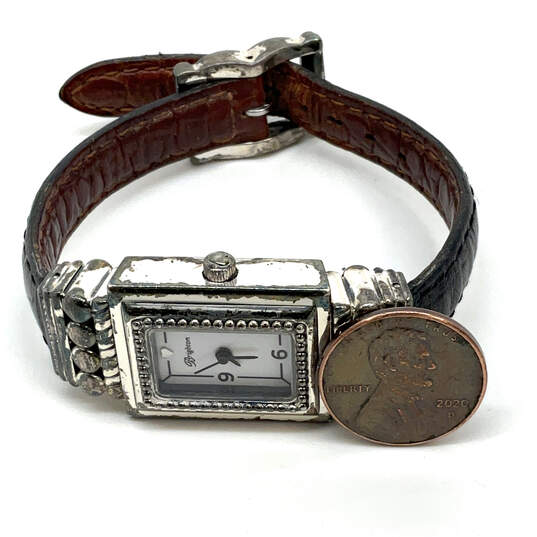 Designer Brighton Hamilton Silver-Tone Square Dial Bracelet Wristwatch image number 2