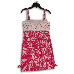 Womens Pink White Sleeveless Back Zip Lobster Coronado Shift Dress Size 6 alternative image