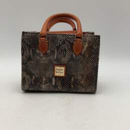 Dooney & Bourke Womens Brown Snake Print Double Handle Tote Handbag
