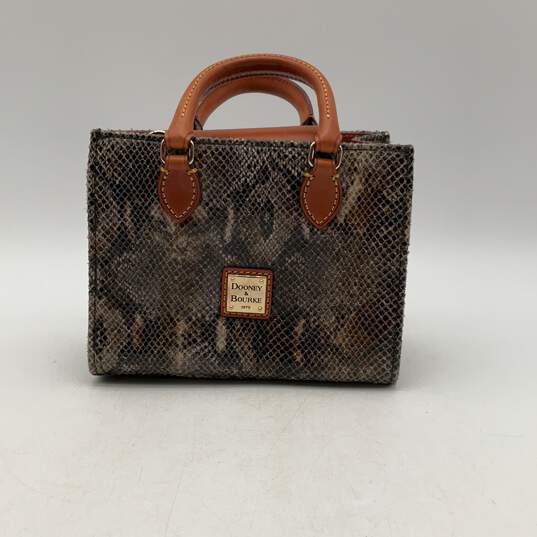 Dooney & Bourke Womens Brown Snake Print Double Handle Tote Handbag image number 1