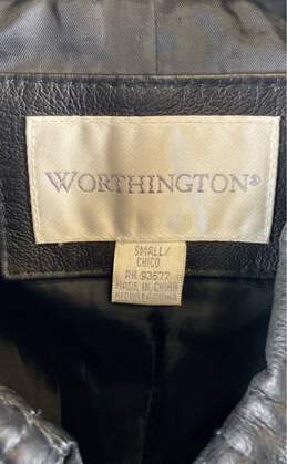 Worthington Womens Black Leather Long Sleeve Full Zip Jacket Size Small alternative image