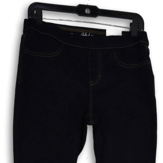 NWT Womens Blue Denim Dark Wash Mid-Rise Skinny Leg Jegging Jeans Size M image number 3