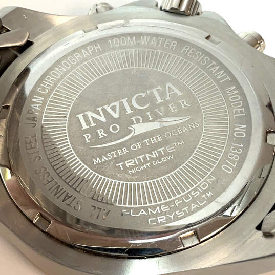 Designer Invicta 13870 Silver-Tone Chronograph Round Dial Analog Wristwatch image number 5
