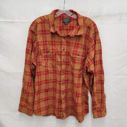 VTG Sir Pendleton 100% Wool Red & Tan Long Sleeve Flannel Shirt Size XXL