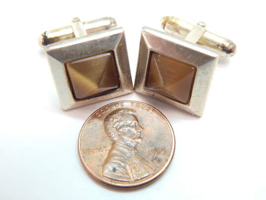 Artisan 925 Modernist Tigers Eye Pyramid Square Cuff Links 14.6g image number 3