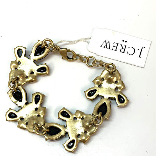 Designer J. Crew Gold-Tone Clear Rhinestone Lobster Clasp Chain Bracelet image number 4