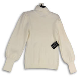 NWT Womens White Knitted Long Sleeve Turtleneck Pullover Sweater Size M alternative image
