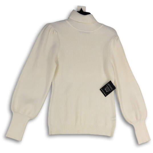 NWT Womens White Knitted Long Sleeve Turtleneck Pullover Sweater Size M image number 2