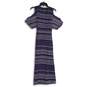 The Limited Womens Blue V-Neck Cold Shoulder Sleeve Tie Front Maxi Dress Sz 14T image number 2
