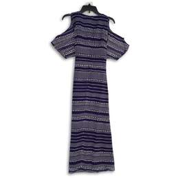 The Limited Womens Blue V-Neck Cold Shoulder Sleeve Tie Front Maxi Dress Sz 14T alternative image