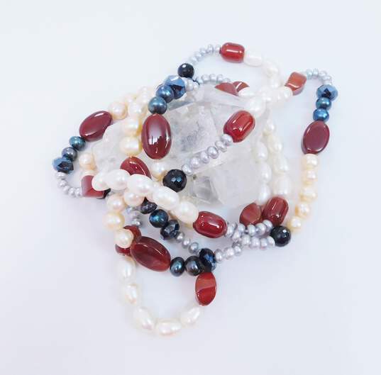 Pearl, Carnelian & Onyx Beaded Necklaces image number 3