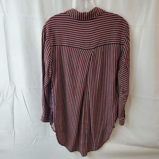 Maeve Navy Blue & Red Striped Button Up Collared Shirt Size XS image number 2