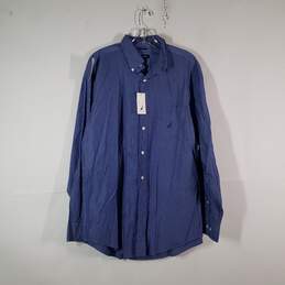 NWT Mens Cotton Striped Long Sleeve Collared Button-Up Shirt Size Large