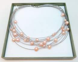 Honora Pink Pearl Station Multi Strand Necklace In Original Box 150.3g alternative image