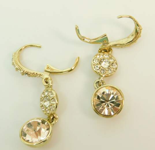 Designer Givenchy Gold Tone & Rhinestone Drop Earrings 5.9g image number 3