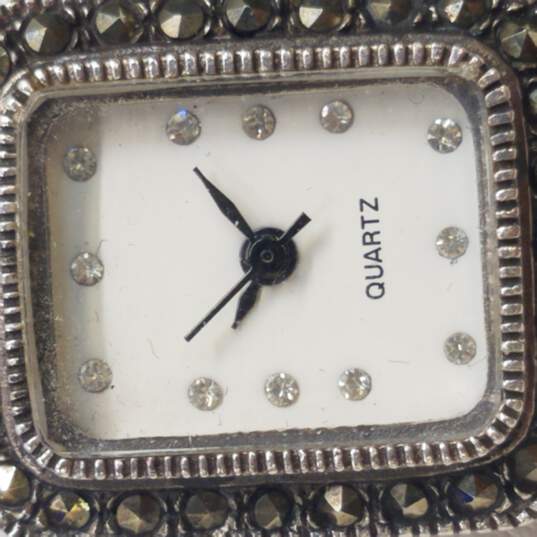 Unbranded 925 Sterling Silver, Crystal & Marcasite Quartz Watch image number 2