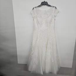 White Sequin Floral Print Lace Bridal Gown