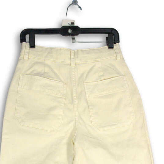 NWT Womens White Flat Front Slash Pocket Straight Leg Cropped Pants Size 8 image number 4