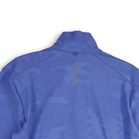 Mens Blue Camouflage Mock Neck Long Sleeve Pullover Jacket Size M image number 4